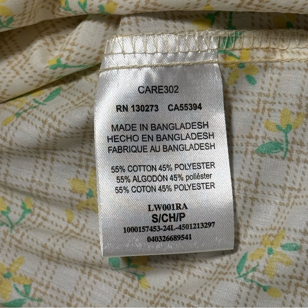 Wrangler Women’s Long Sleeve Button Snap Blouse Yellow Plaid Floral NWT Size S - Picture 8 of 11